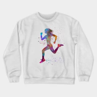 woman runner running jogger jogging silhouette Crewneck Sweatshirt